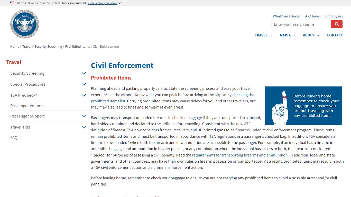Civil Enforcement | Transportation Security Administration